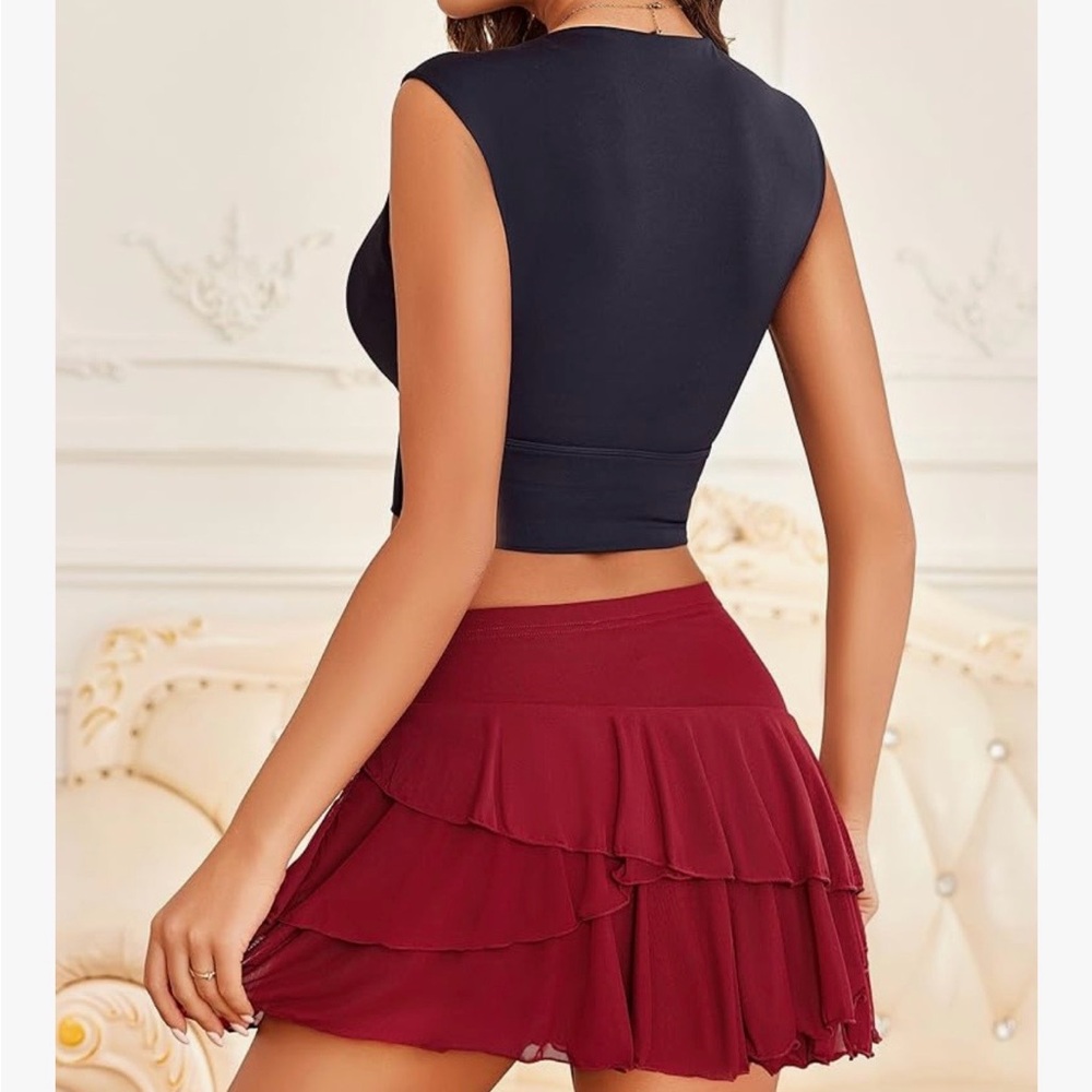 Red Ruffle Skirt - Picture 4 of 5